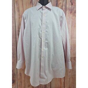 Brooks Brothers Mens Pink Supima Cotton Non-Iron Stretch Shirt 17.5-34
